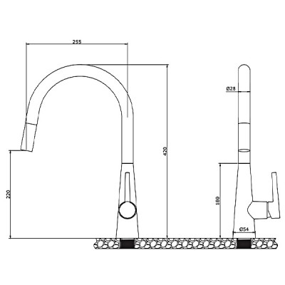 Kích thước Vòi rửa chén Kluger KLF0009SC
