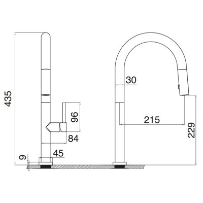 Kích thước Vòi rửa bát Kluger KLF0010C