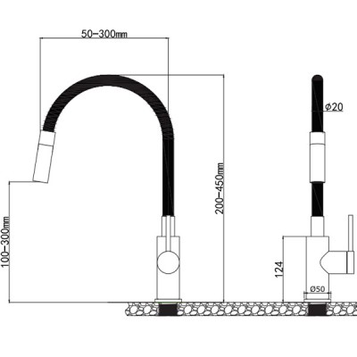 Kích thước Vòi rửa chén Kluger KLF0015B
