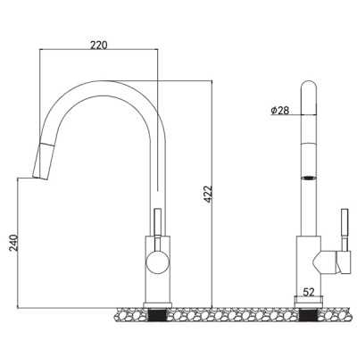 Kích thước Vòi rửa chén Kluger KLF0031SC