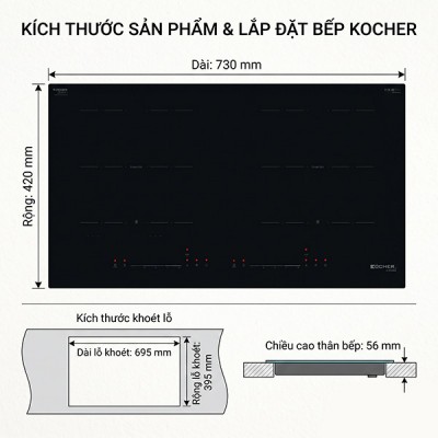 Kích thước Bếp từ Kocher X-NANO 6 PRO