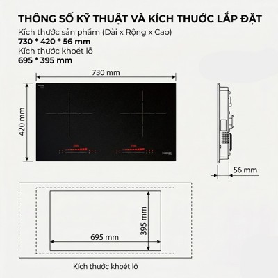 Kích thước BẾP TỪ Kocher X-NANO 7