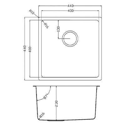 Kích thước Chậu rửa chén Konox Tari 400SM  