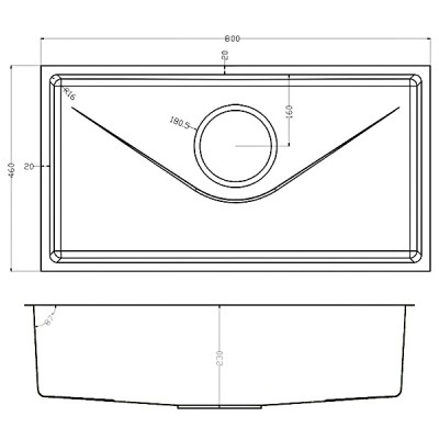 Kích thước Chậu rửa chén Konox TARI 800SM