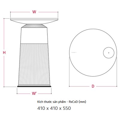 kích thước LG AS20GPBK0