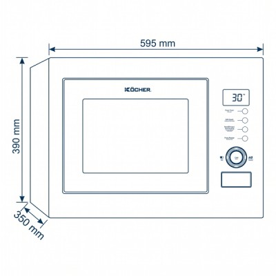 Kích thước Lò vi sóng Kocher KMEU-1025A