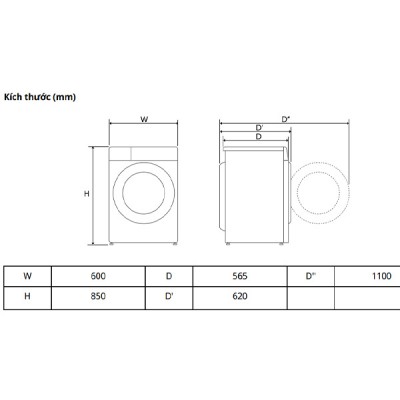 Kích thước Máy giặt LG FX1412S3KAV