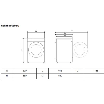 Kích thước Máy giặt LG FX1413S5G