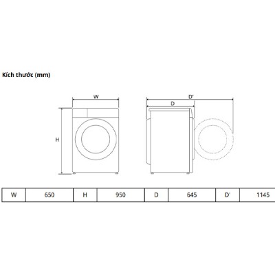 kích thước Máy giặt LG F2515RNTG