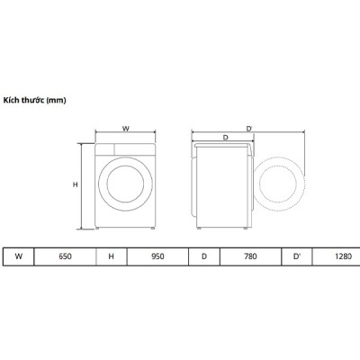 Kích thước Máy giặt sấy LG F2517RNTG