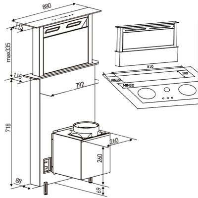 Kích thước Kocher TESLA CXW-199DW  Kích thước Kocher TESLA CXW-199DW