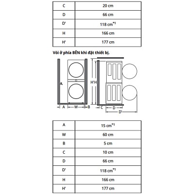 Kích thước Máy giặt sấy LG WT1410NHE