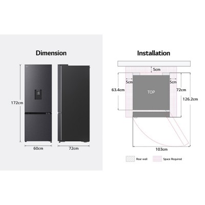Kích thước Tủ lạnh ngăn đá dưới LG LBD33BLMA