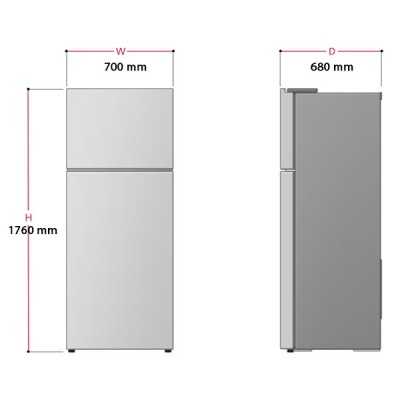 Kích thước Tủ Lạnh Ngăn Đá Trên LG GN-H392BL