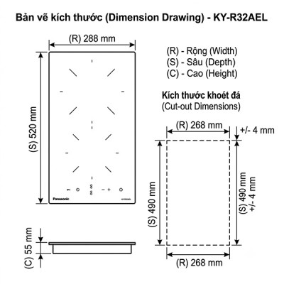 kích thước Panasonic KY-R32AELYUE