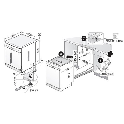 kích thước 1 Bosch SMS4HTI16E Series 4