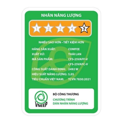 Nhãn năng lượng Comfee CFS-25VAF