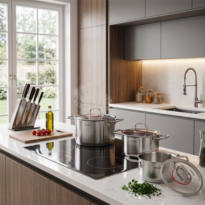 Phối cảnh Bộ nồi inox Grandx GX603 Nova