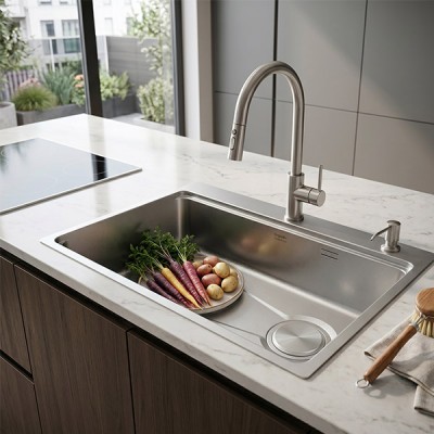 Phối cảnh Chậu rửa chén Handmade GrandX GX8050SV
