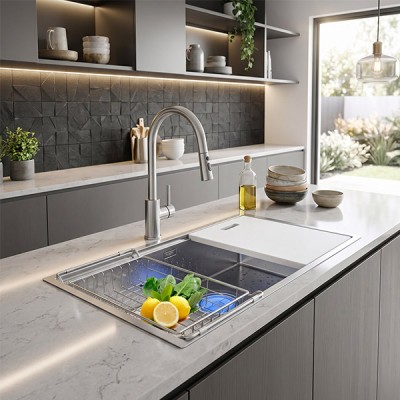 Phối cảnh Chậu rửa chén Handmade GrandX GX8646S