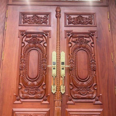 Hình thực tế Khóa cửa đại sảnh biệt thự Demax SL986 Gold face 1