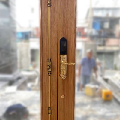 Hình thực tế Khóa cửa đại sảnh biệt thự Demax SL986 Gold face 3
