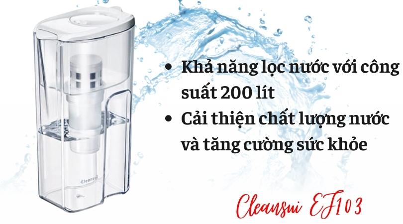 Bình lọc nước cầm tay Cleansui EJ103 lọc nước với công suất lớn