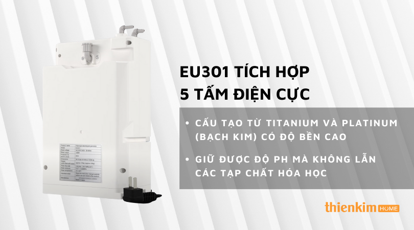 Máy lọc nước ion kiềm Mitsubishi Cleansui EU301 tích hợp 5 tấm điện cực