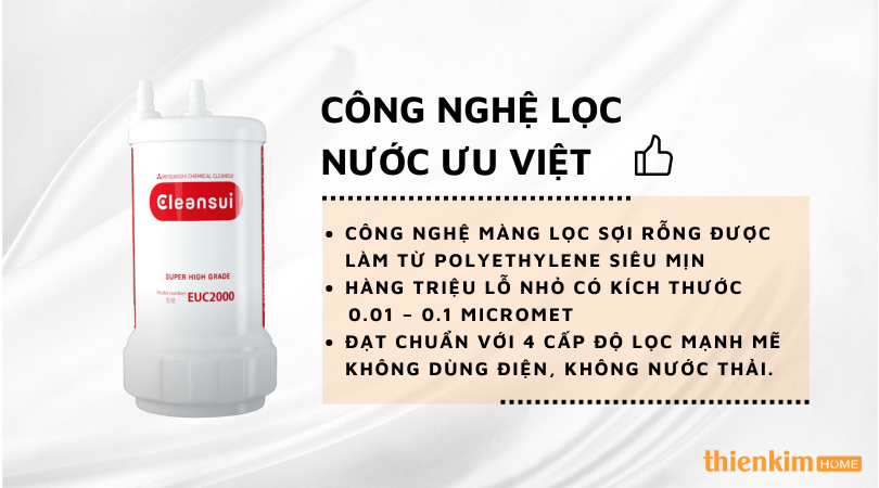 Máy lọc nước ion kiềm Mitsubishi Cleansui EU301 công nghệ lọc nước ưu việt