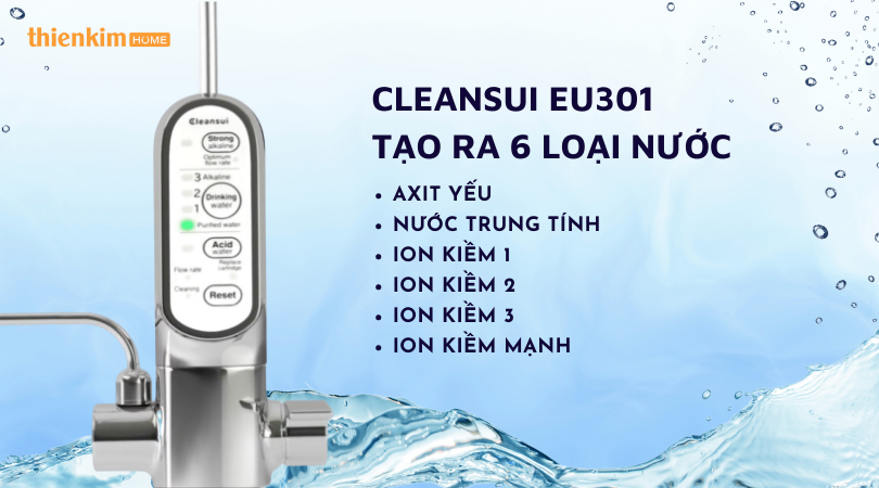 Máy lọc nước ion kiềm Mitsubishi Cleansui EU301 tạo 6 loại nước