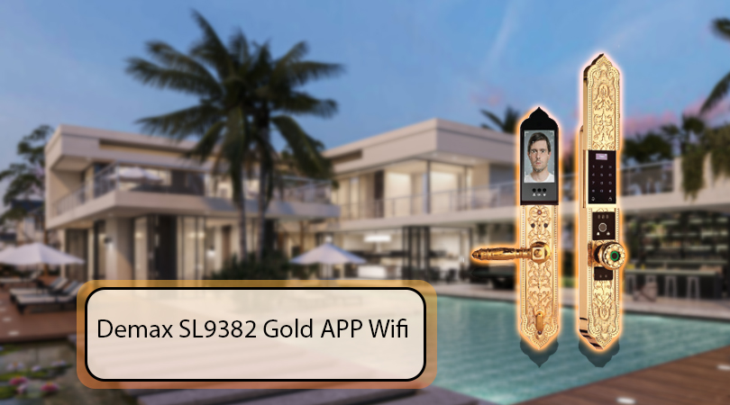 Khóa cửa chính và đại sảnh Demax EL9382 Gold APP Wifi