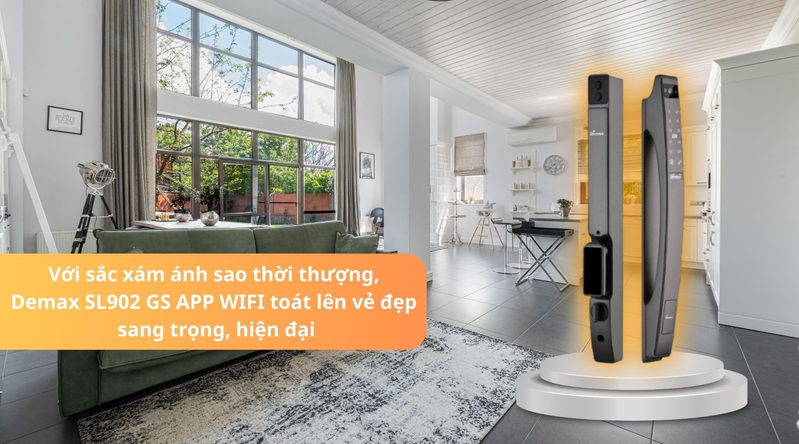 Thiết kế tinh tế, hiện đại của khóa Demax EL902 GS APP WIFI