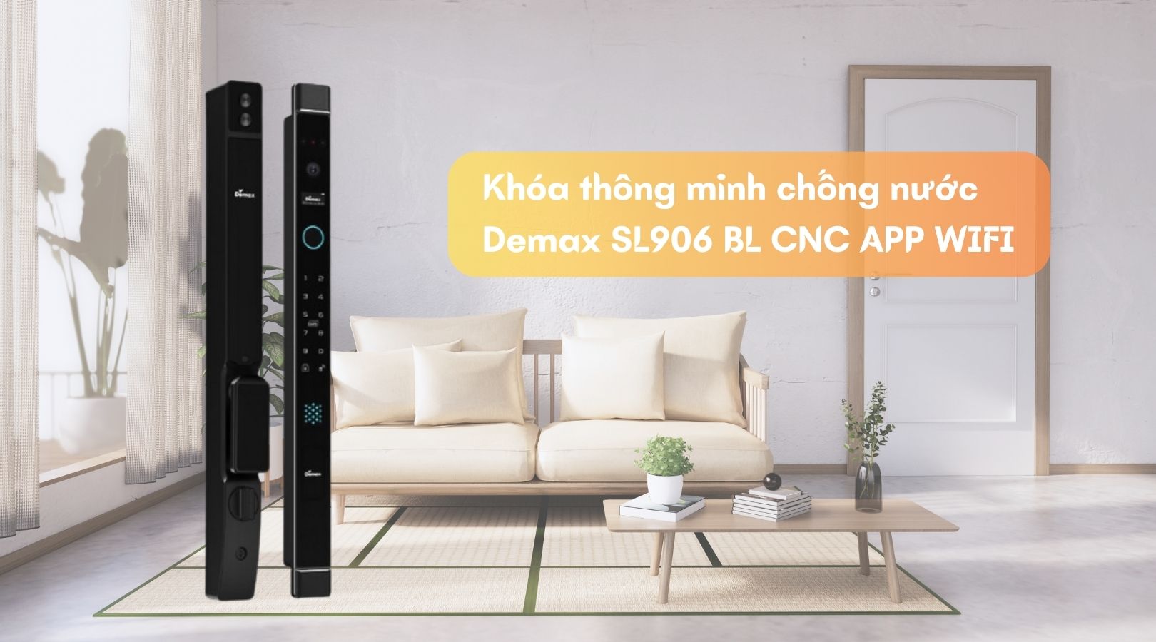 Khóa thông minh chống nước Demax EL906 BL CNC APP WIFI