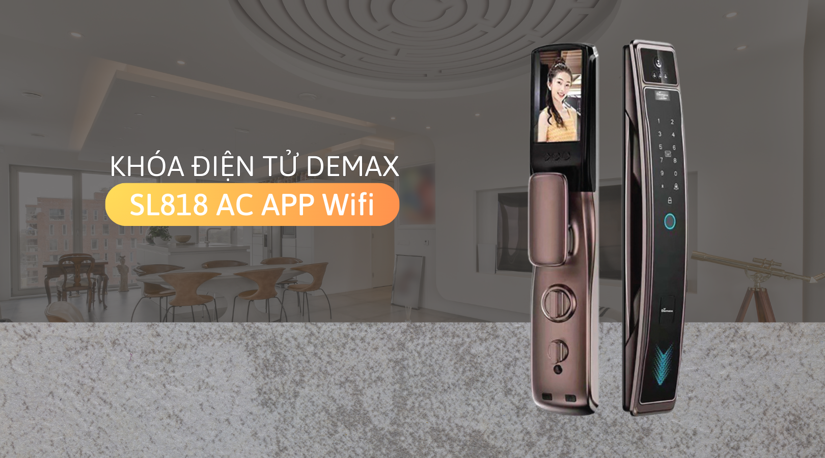 Khóa thông minh tự động màn hình chuông Demax SL818 AC APP Wifi - Thiên ...