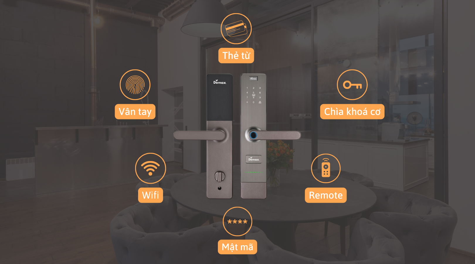 Tính năng mở khóa đa dạng của khóa Demax EL628 CB REMOTE