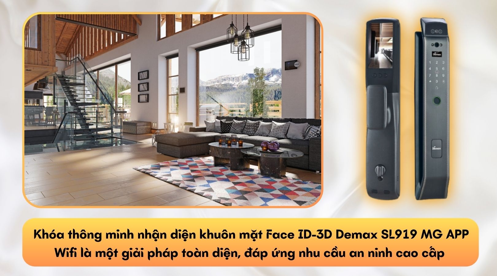 Khóa thông minh nhận diện khuôn mặt Face ID-3D Demax EL919 MG APP Wifi