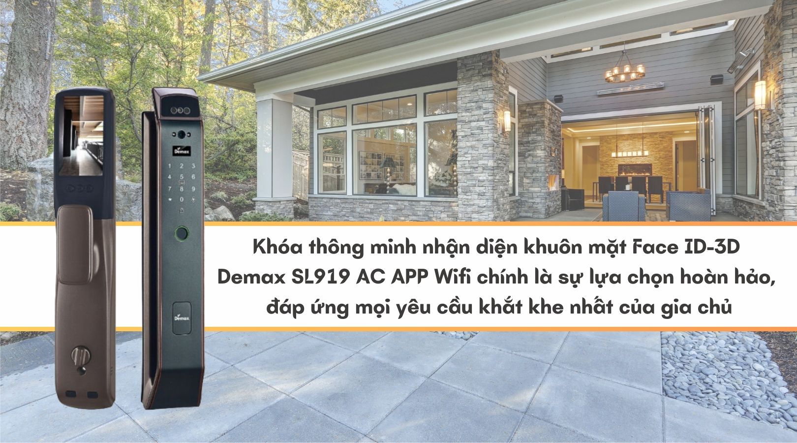 Khóa thông minh nhận diện khuôn mặt Face ID-3D Demax EL919 AC APP Wifi