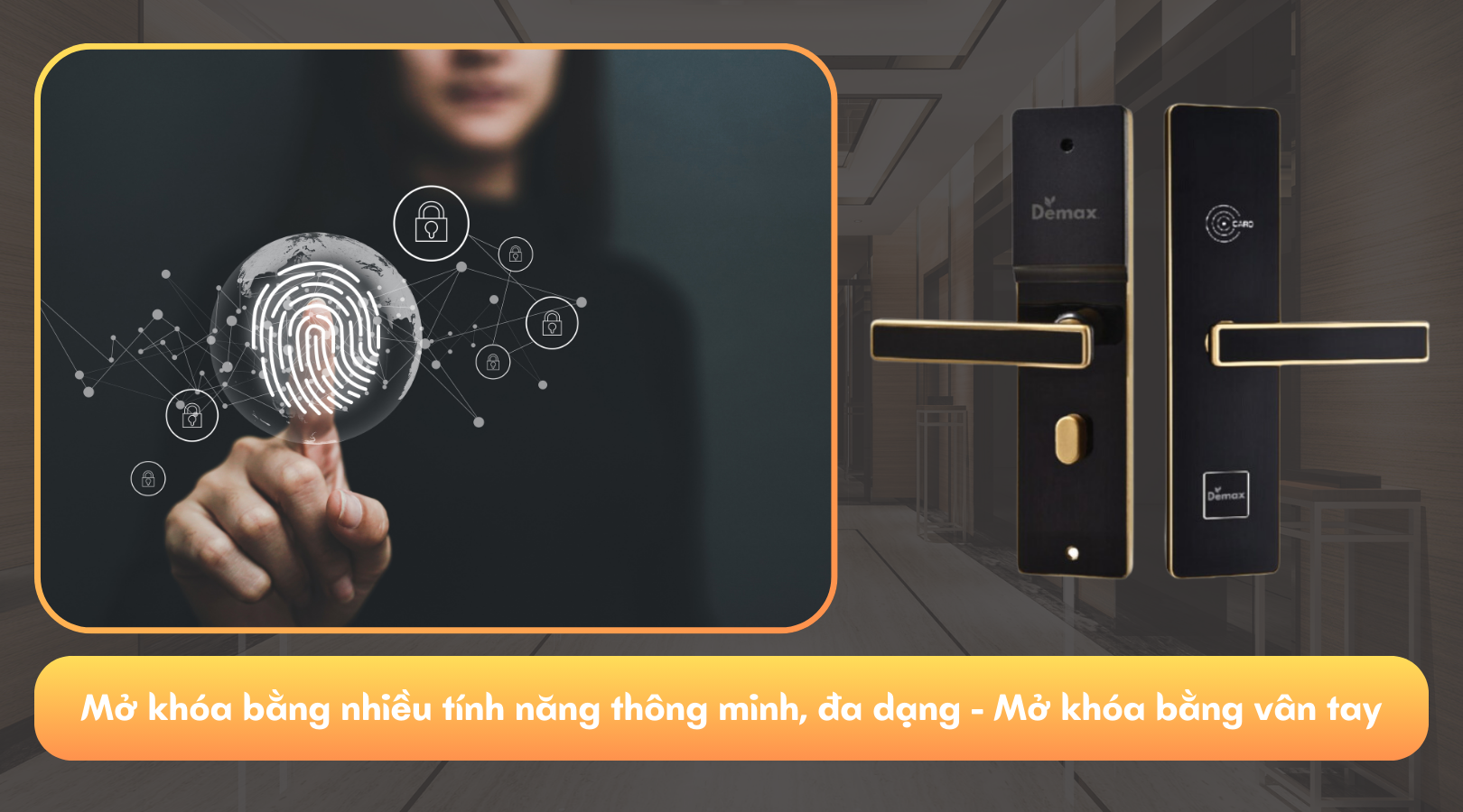 Khóa điện tử Demax EHL606 SBY không chỉ mang đến sự tiện lợi mà còn đảm bảo an ninh tối ưu với hệ thống mở khóa đa dạng, linh hoạt