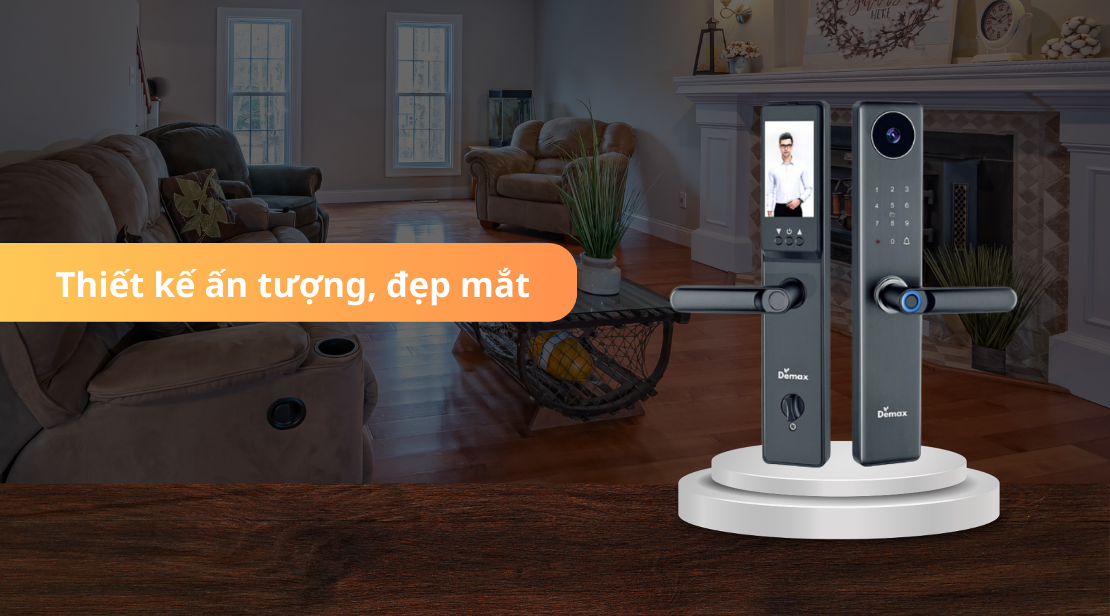 Khóa thông minh màn hình chuông Demax EL-C66 BL APP WIFI