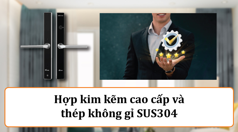 Khóa khách sạn dùng cho cửa nhôm tích hợp đầu lọc thẻ Demax EHL330 SB - Chất liệu bền bỉ