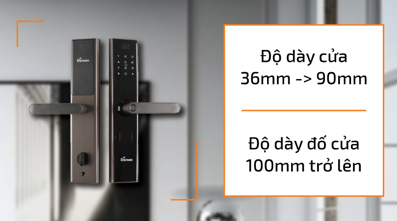 Demax EL638 PB - Độ dày cửa và đố cửa