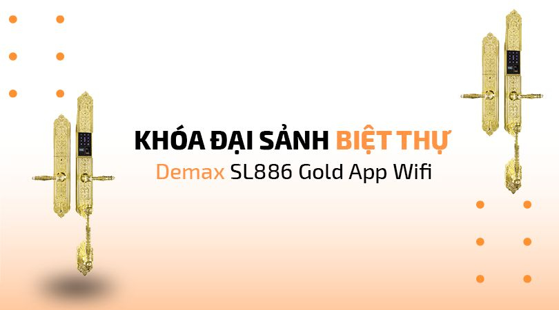 Khóa cửa đại sảnh biệt thự Demax EL886 Gold App Wifi