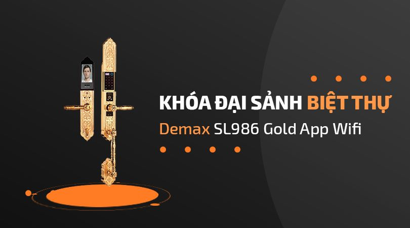 Khóa cửa đại sảnh biệt thự Demax SL986 Gold App Wifi