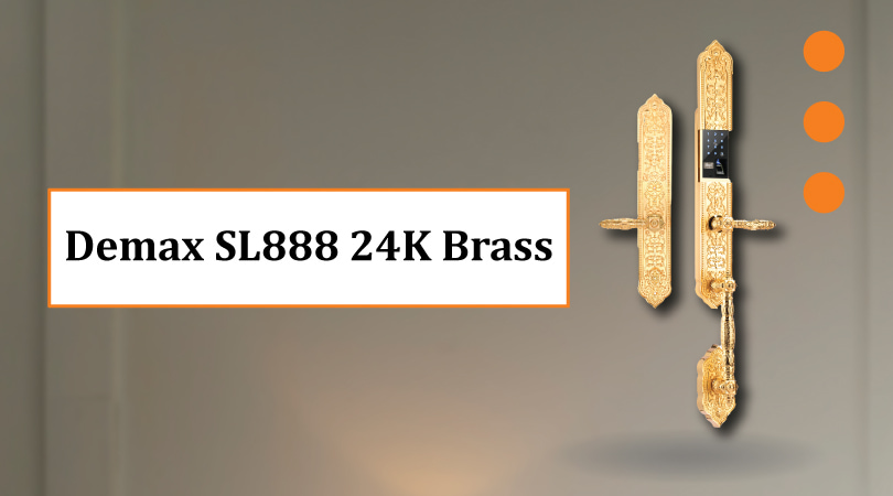 Khóa cửa đại sảnh biệt thự Demax EL888 24K Brass App Wifi
