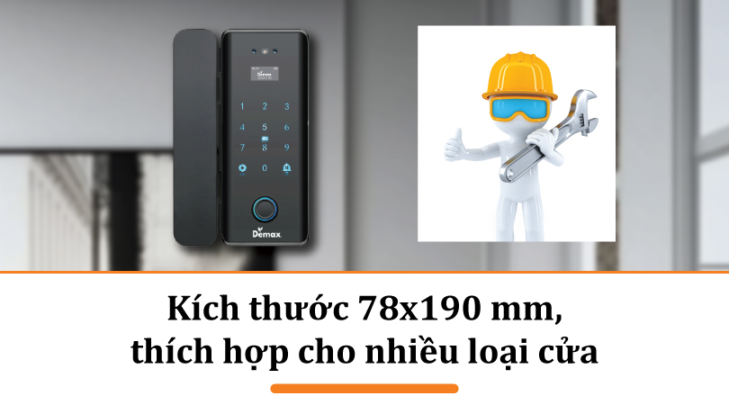 Demax SL900 G Black APP Wifi  - Kích thước khóa