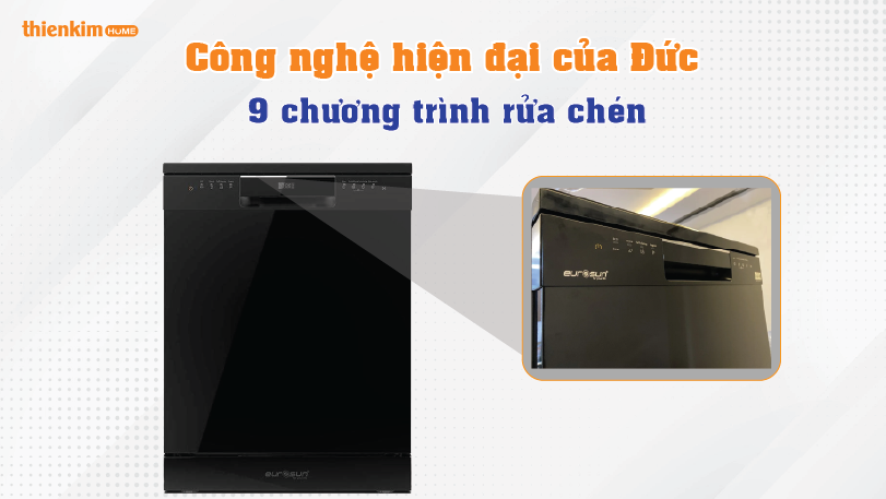 Máy rửa chén Eurosun SMS78EU12EB 9 chức năng rửa