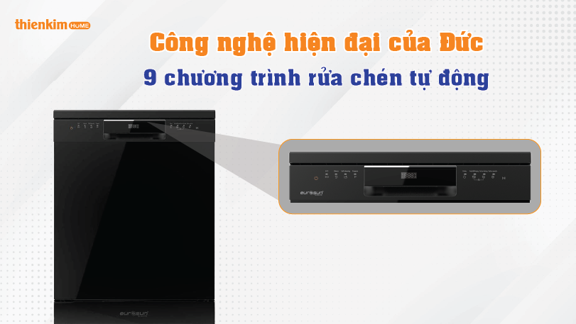 Máy rửa chén Eurosun SMS78EU12EB 9 chương trình rửa tự động