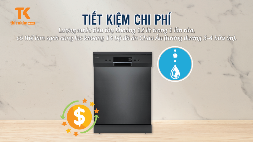 Tiết kiệm chi phí Máy Rửa Chén Hafele HDW-F60EB 538.21.310