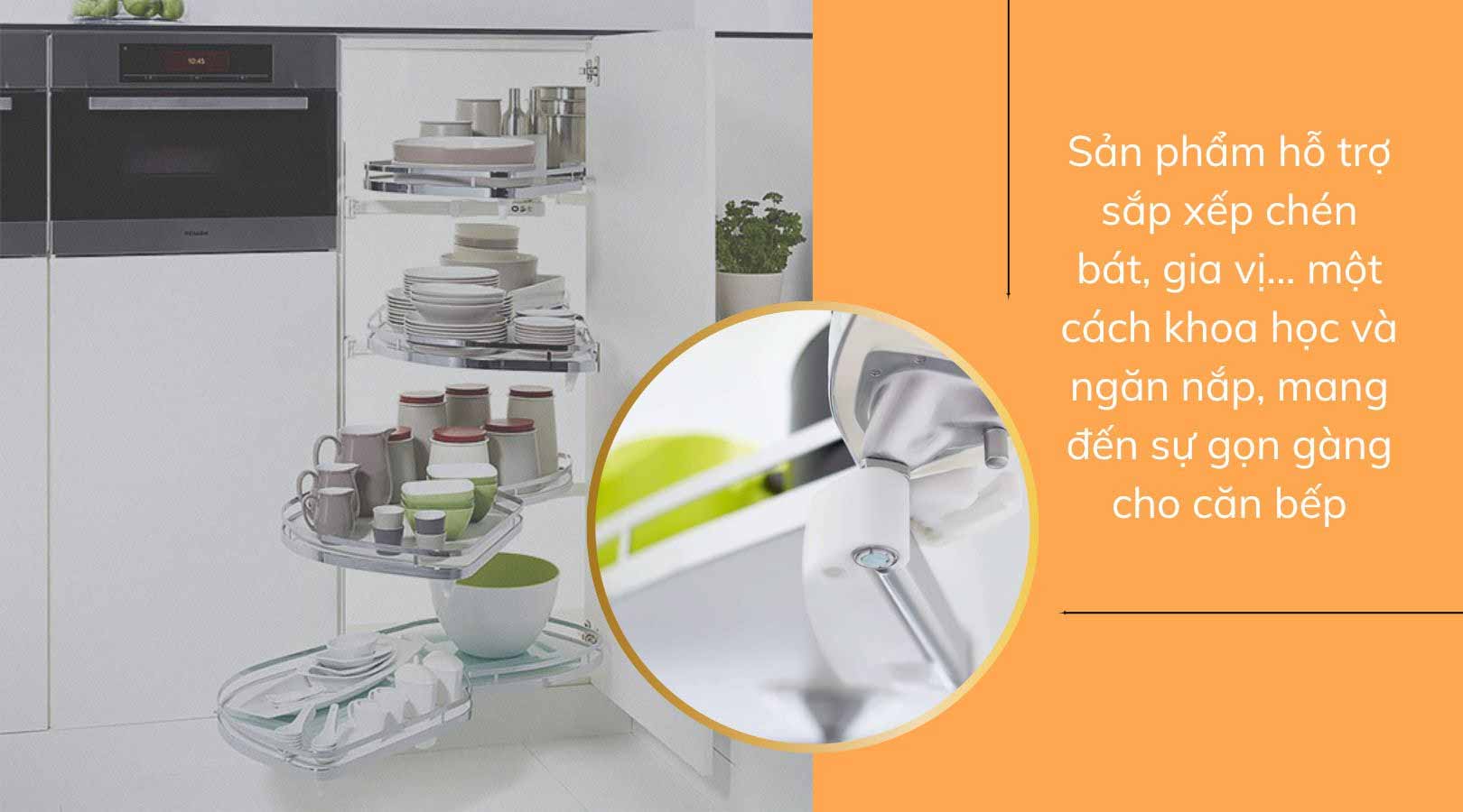 Vì sao nên mua rổ kéo góc 4 tầng mở trái Hafele 541.32.673?