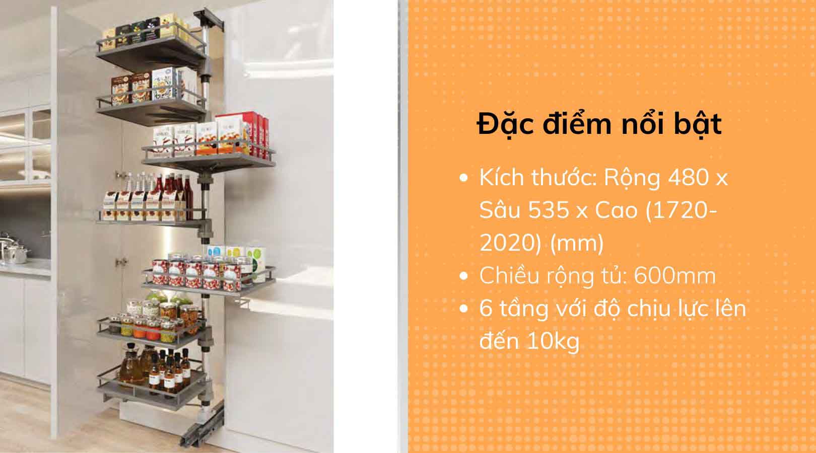 Đặc điểm của tủ đồ khô Hafele Kosmo Kara Vario 595.82.805